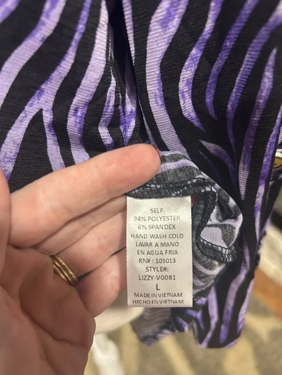 Dear Scarlett Black and Purple Zebra-Print Tunic Top new with tags size large - Picture 2 of 6